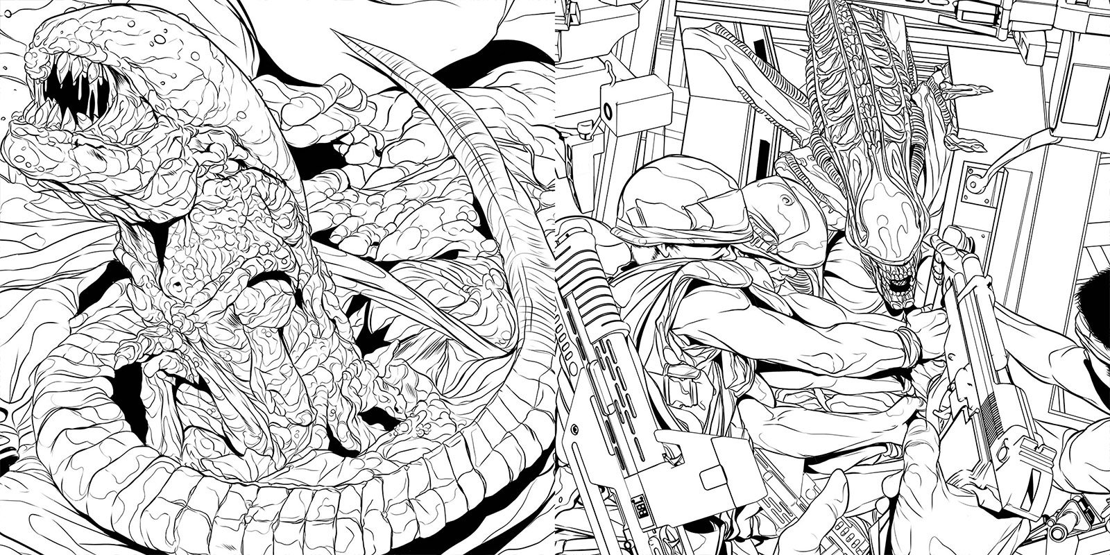 Color in some xenomorphs in alien the coloring book