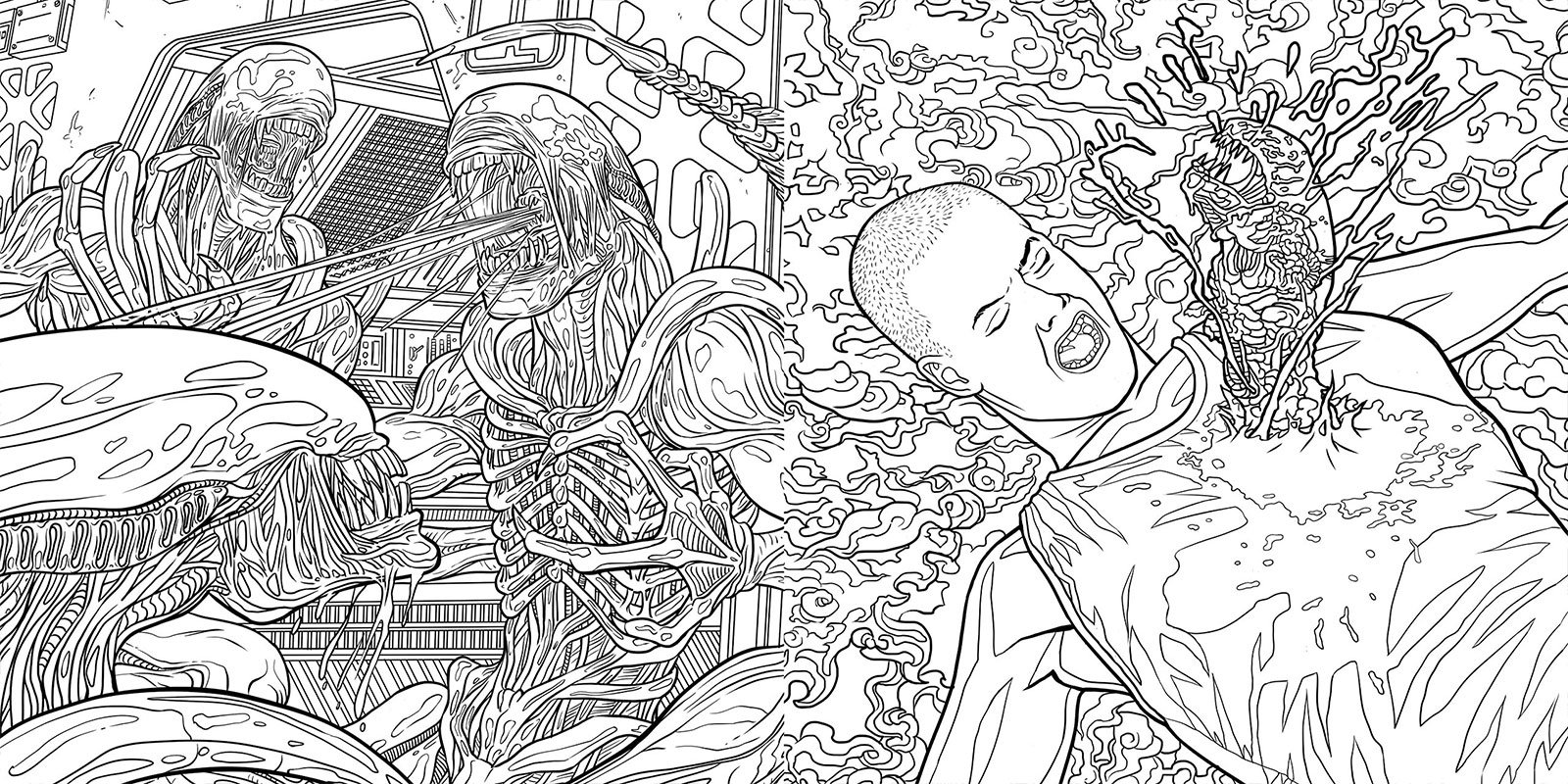 Color in some xenomorphs in alien the coloring book