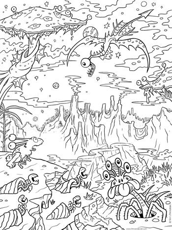 Alien world coloring page â tims printables