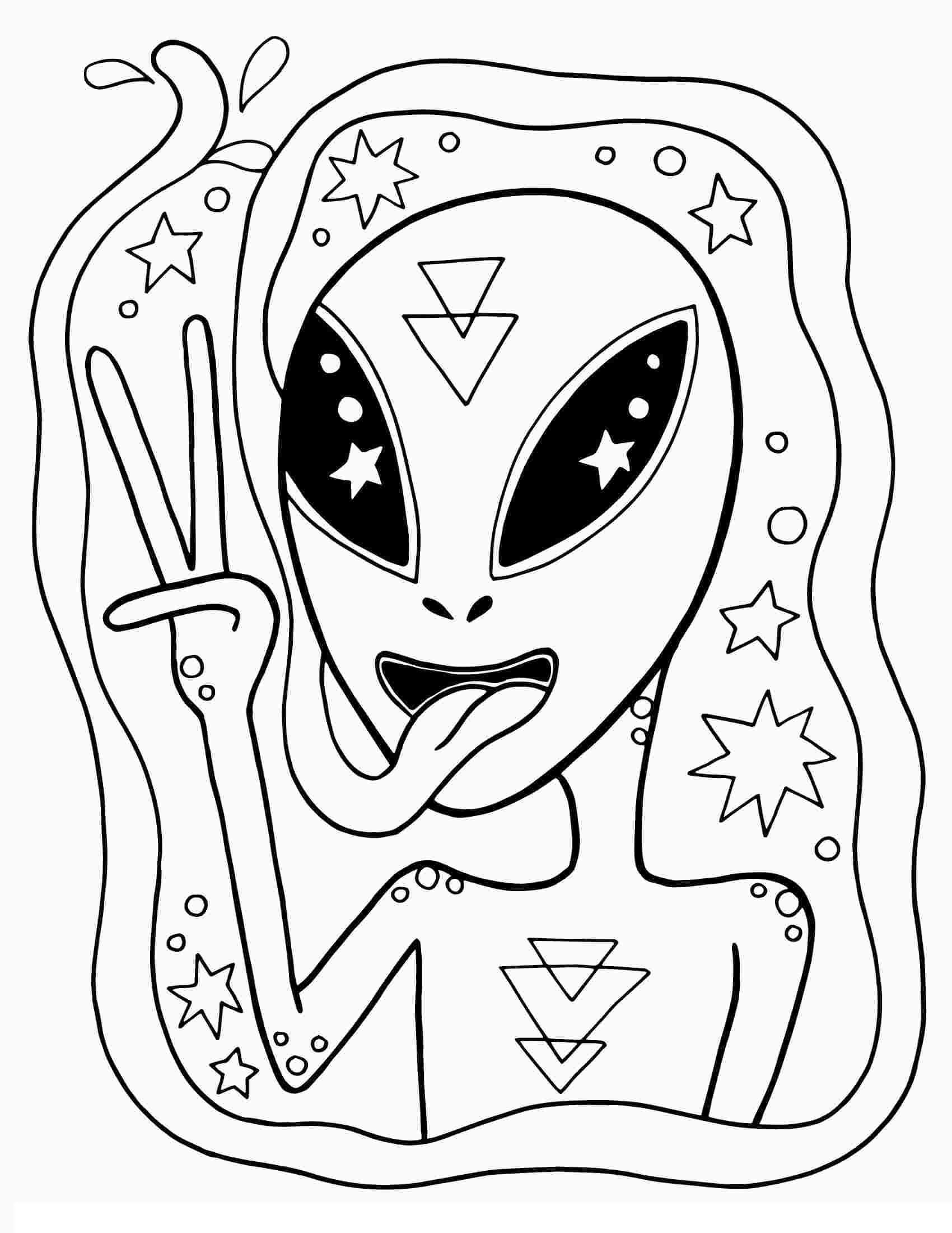 Portrait of alien trippy coloring page