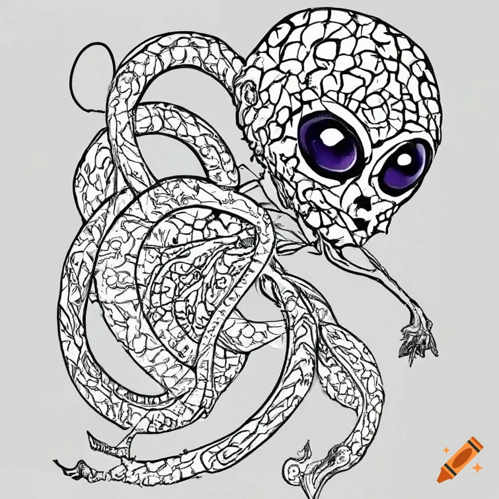 Alien creature coloring page on