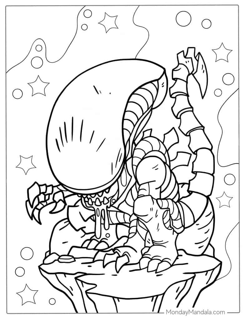 Alien coloring pages free pdf printables