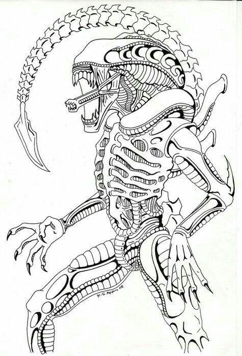 Pin by diabla g on dibujos para colorear coloring pages alien drawings xenomorph predator alien art