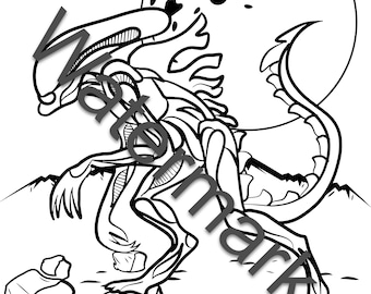 Aliens xenomorph kids coloring page digital print instant download