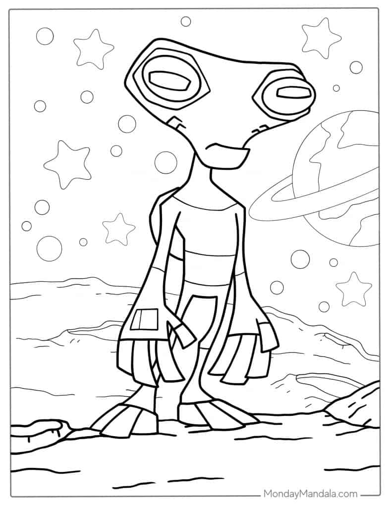 Alien coloring pages free pdf printables