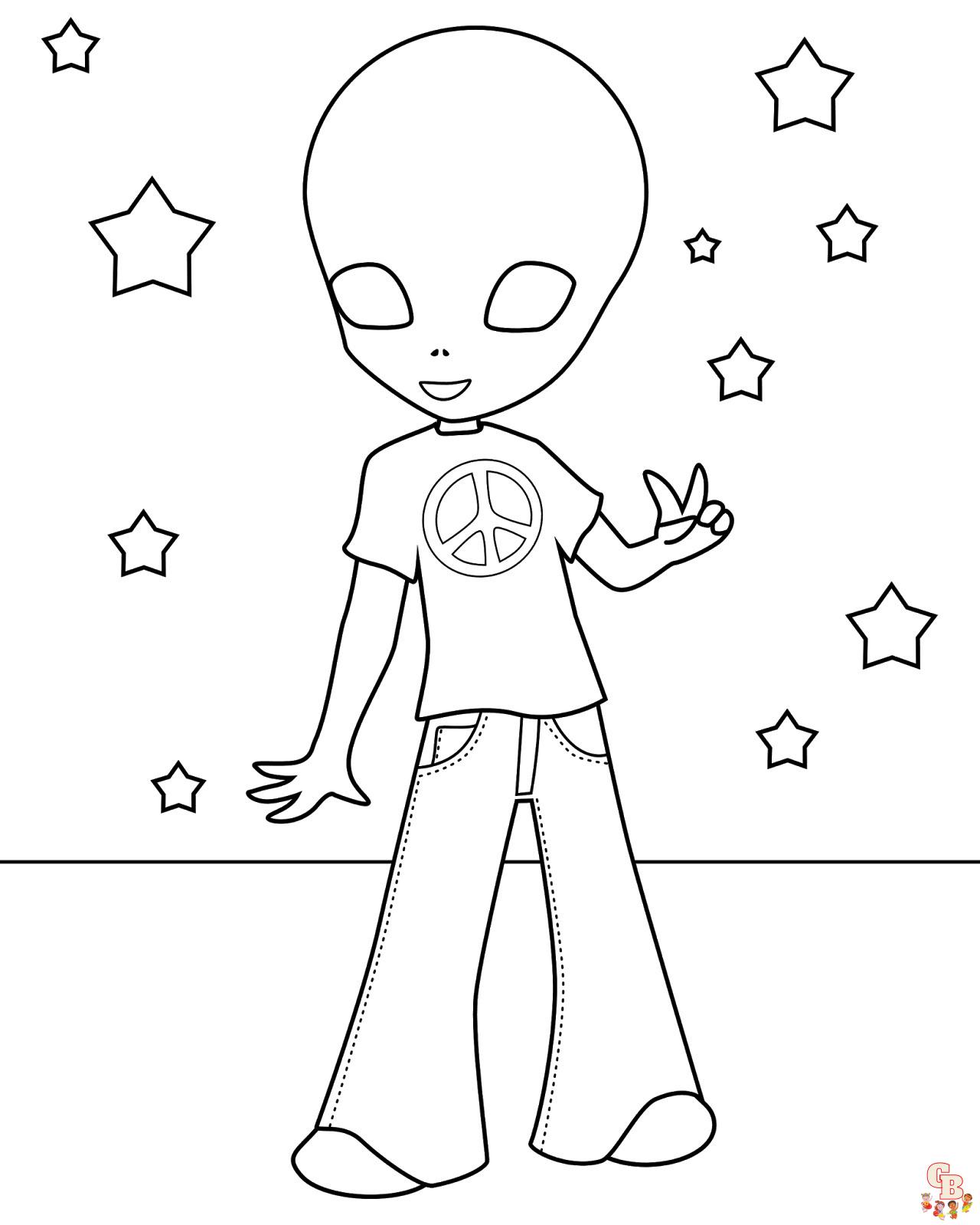 Explore the universe with aliens coloring pages