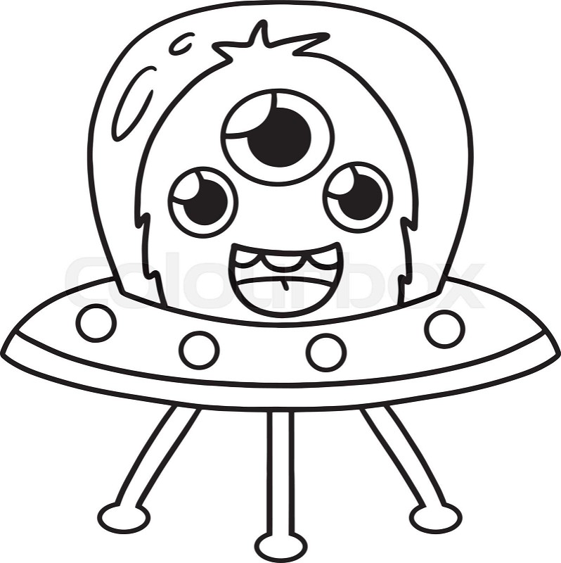 Ufo alien space isolated coloring page for kids stock vector