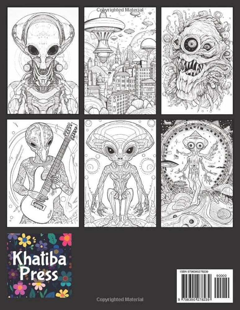 Alien coloring book for adults awesome designs of aliens press khatiba books