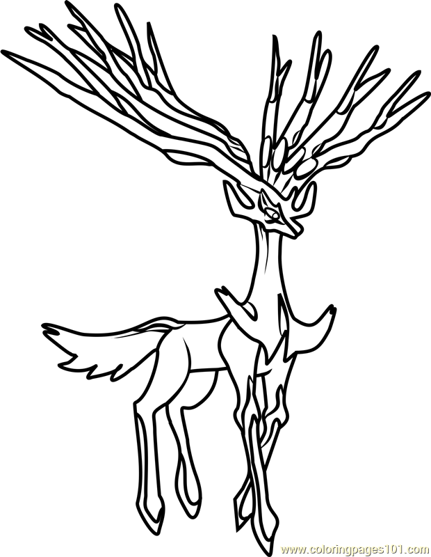 Legendary pokãmon xerneas pokemon coloring pages pokemon coloring fox coloring page