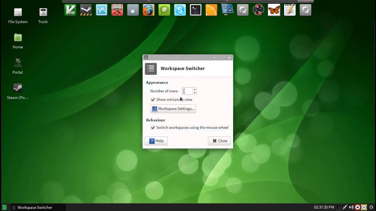 Xfce workspace panel