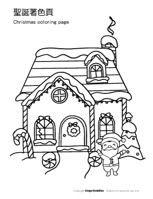 Christmas santa cottage coloring page