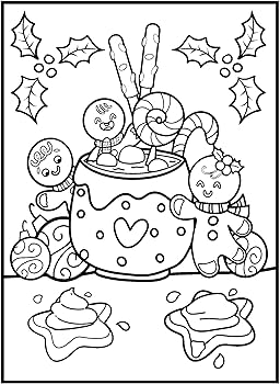 Merry christmas coloring book for kids easy large picture xmas colouring pages with relaxing designs of holiday foods fun decorations cute characters winter scenes and more for children ages rainbow sprout