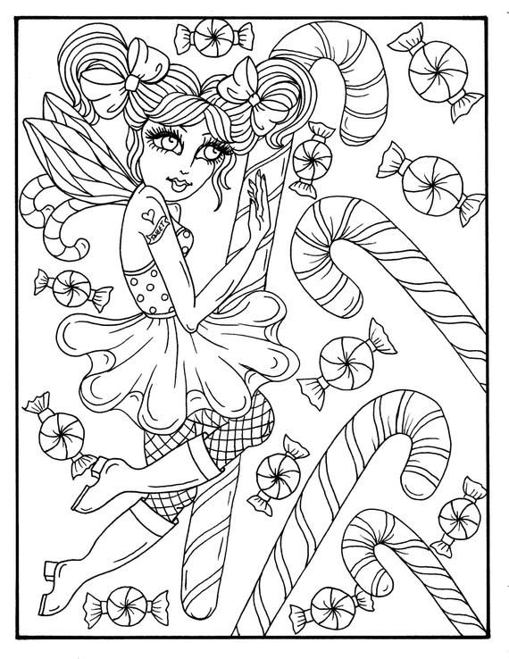 Digital fairy merry christmas coloring book digital download fairies elves adult color book