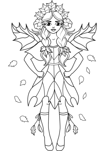 Fall leaf fairy coloring page free printable coloring pages