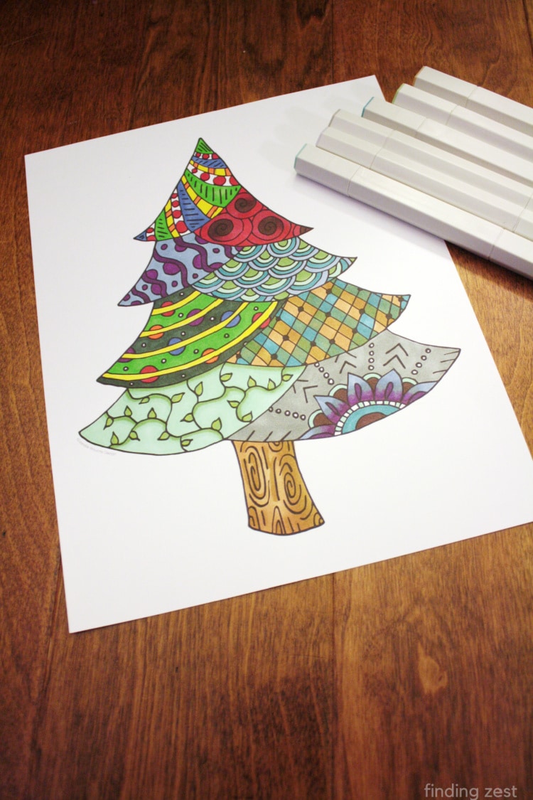 Christmas tree coloring page printable