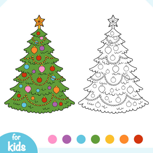 Christmas tree coloring page stock photos pictures royalty