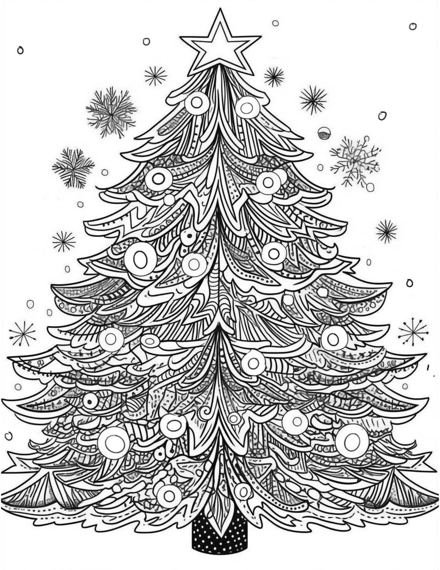 Joyful christmas tree coloring pages