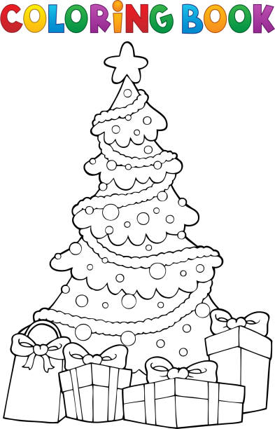 Christmas tree coloring page stock photos pictures royalty