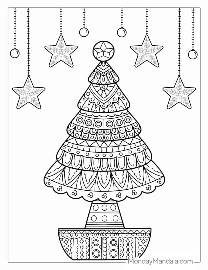 Christmas tree coloring pages free pdf printables