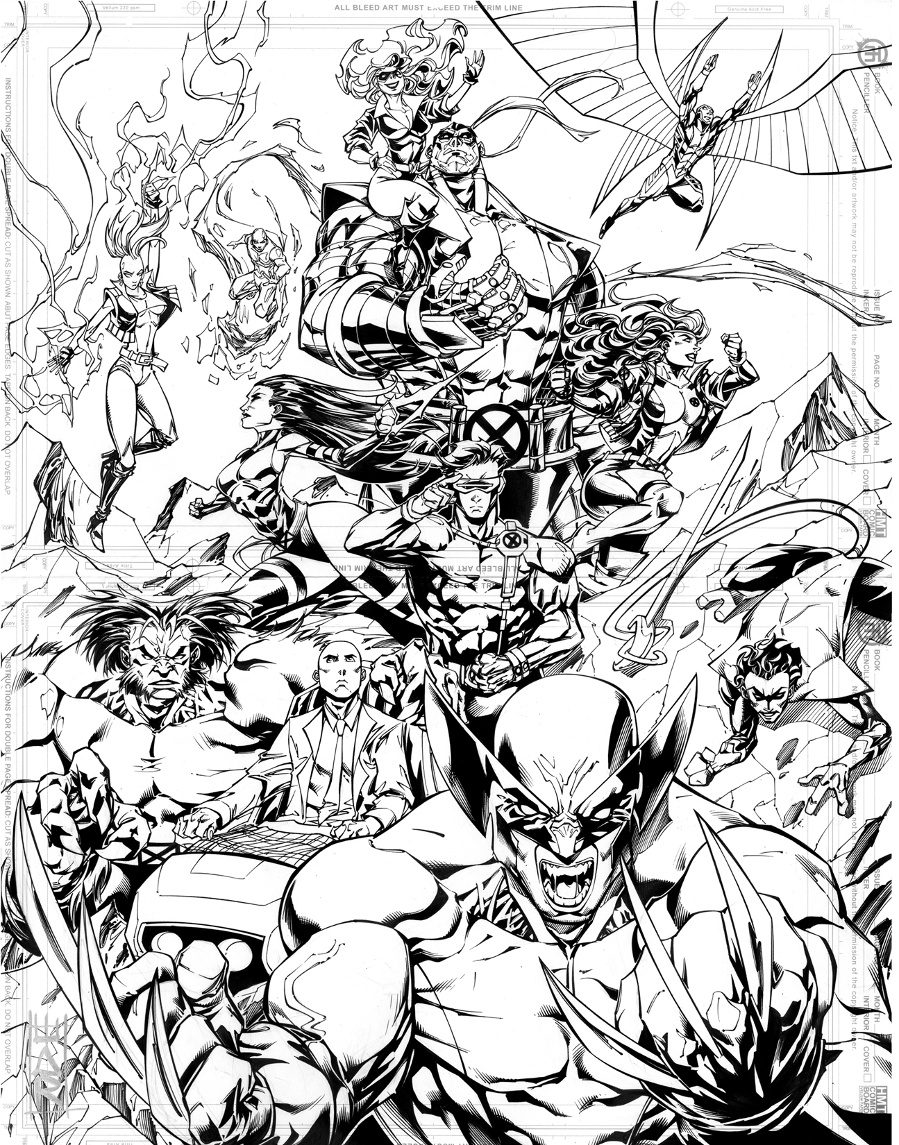 Batt on x xmen dps inking mission xin penwwreyes inksbattinks love doing big pinups of the teamðððxmen ic art artist artwork ink illustration marvel marvelstudios cover movie disney wolverine batt mattbanning rogue