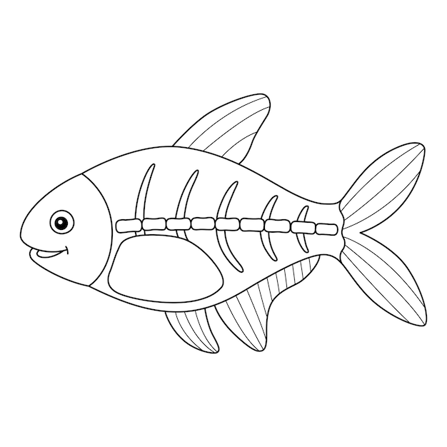 Premium vector xray fish animal coloring page for kids