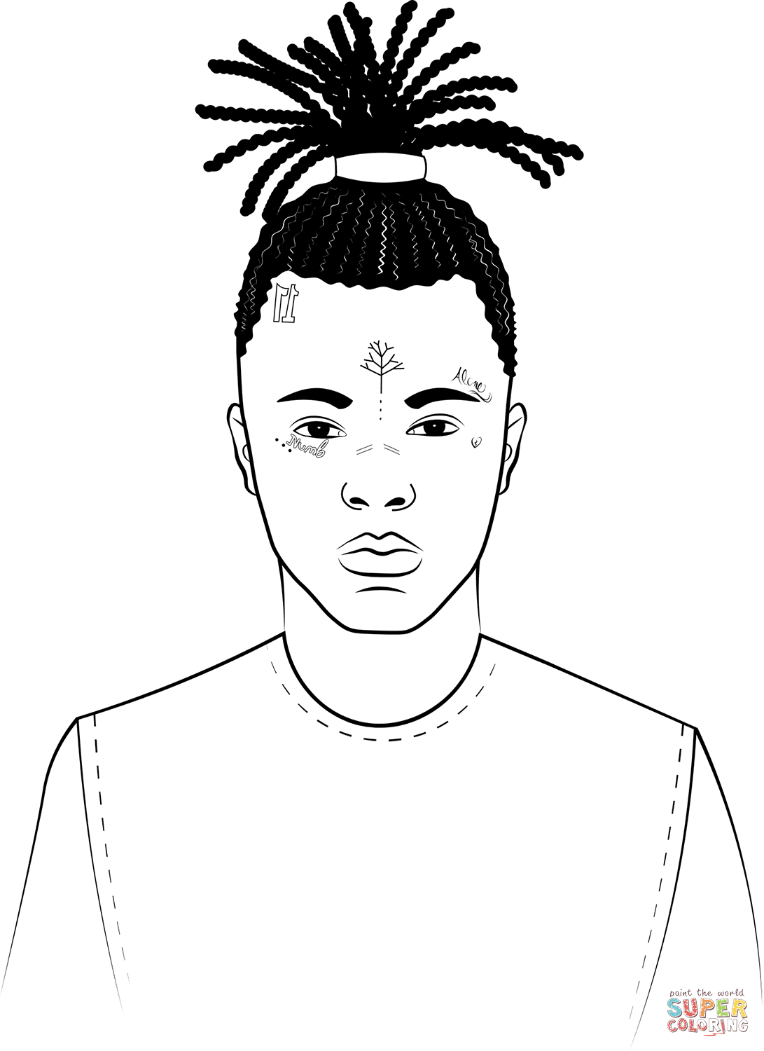 Xxxtentacion coloring page free printable coloring pages