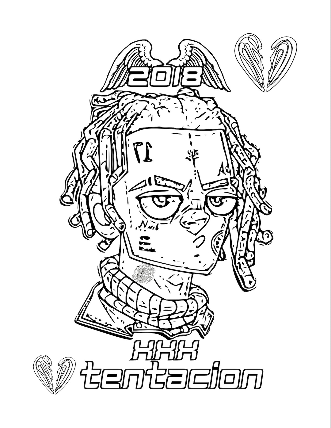 Xxx tentacion printable procreated coloring digital download coloring for kids crayon brushed