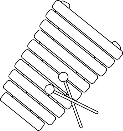 Black and white xylophone clip art