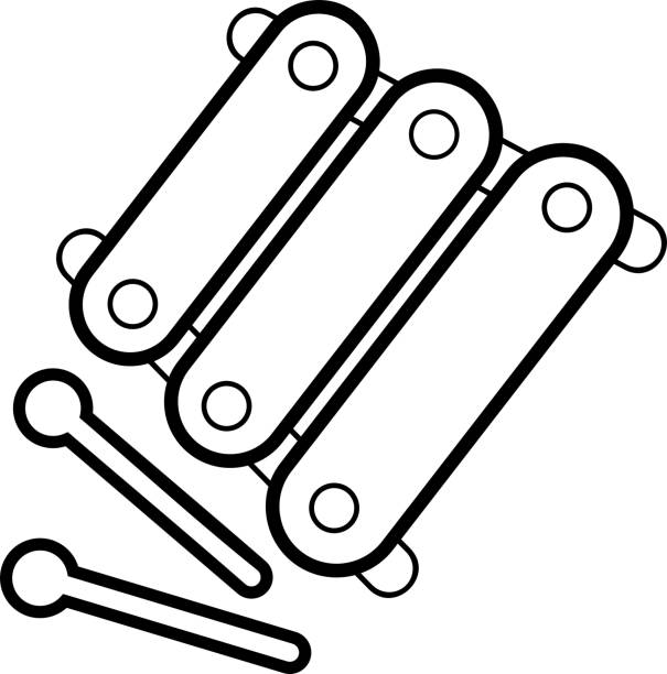 Coloring page with cartoon xylophone stock illustration