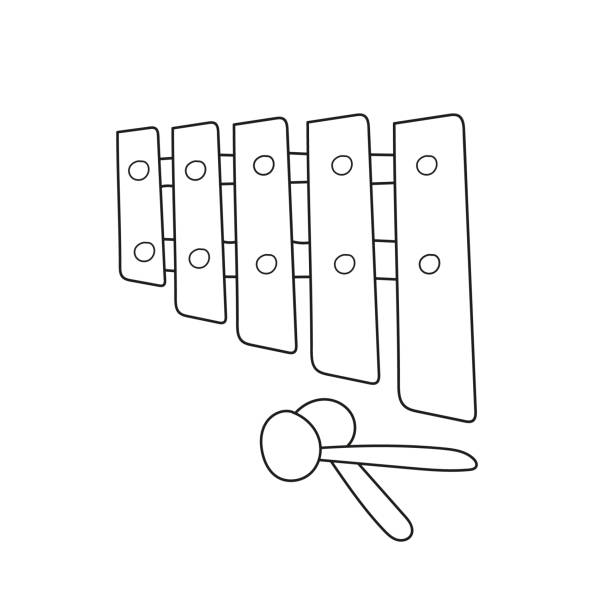 Coloring book musical instruments xylophone stock illustrations royalty