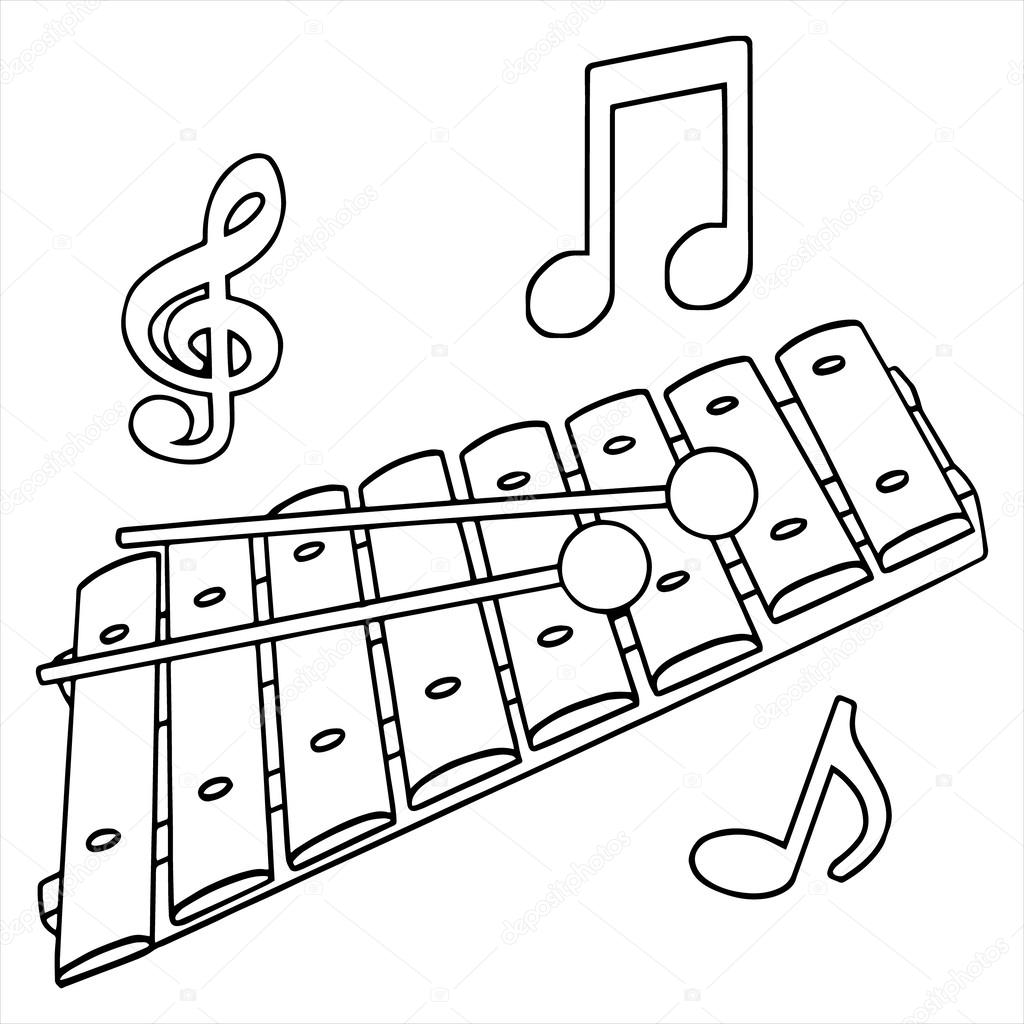 Xylophone detailed vector illustration without color stock vector by foxynguyen