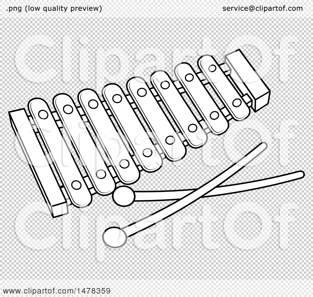 Clipart of a black and white xylophone