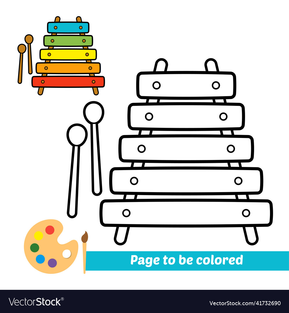 Coloring book for kids xylophone royalty free vector image