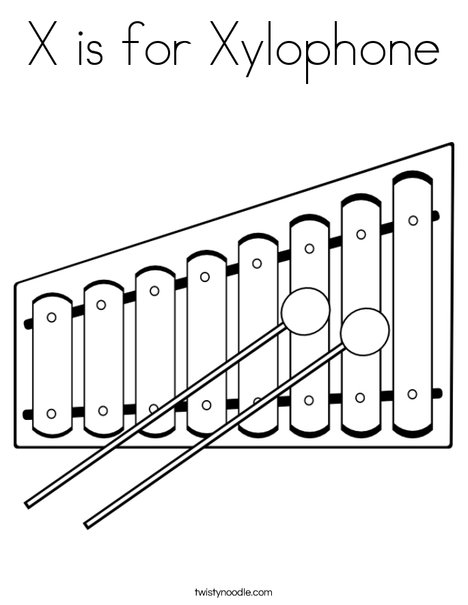 X is for xylophone coloring page