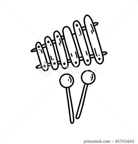 Doodle xylophone vector sketch illustration of