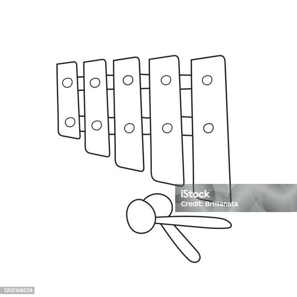 Simple coloring page coloring book for children musical instruments xylophone stock illustration