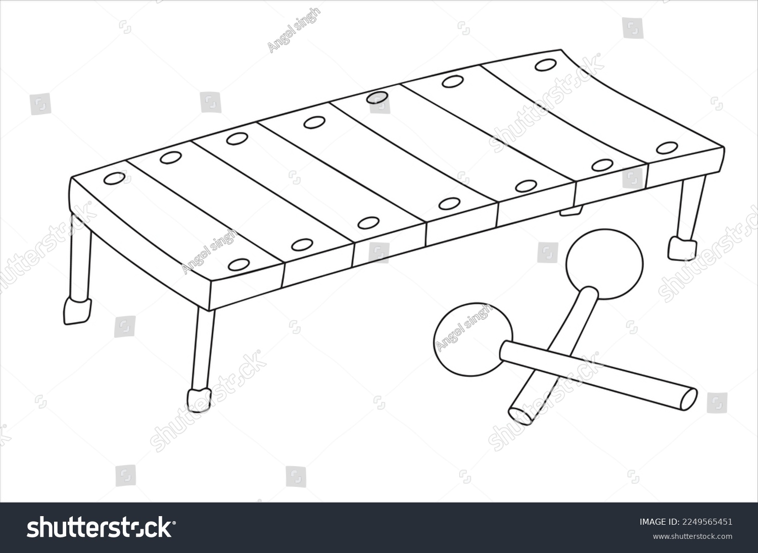 Cute cartoon xylophones coloring page kidsvector stock vector royalty free