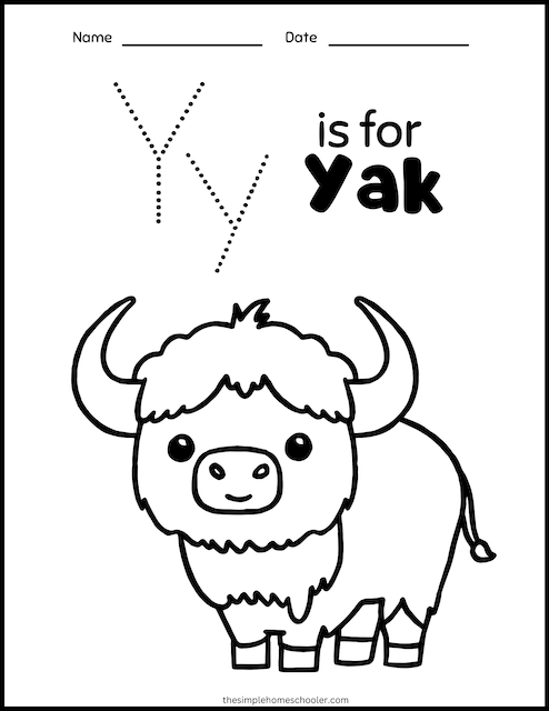 Letter y worksheets free easy print