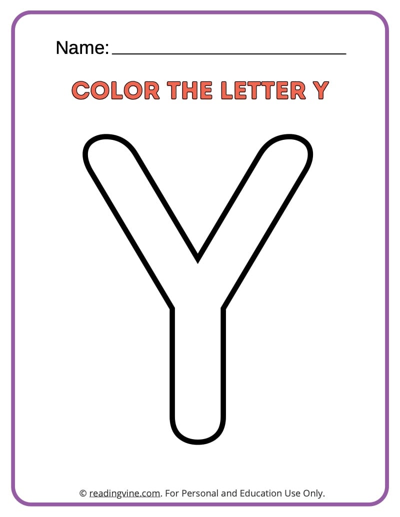 Letter y worksheets for preschool free printable