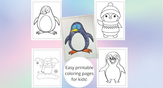 Cute penguin coloring pages for kids