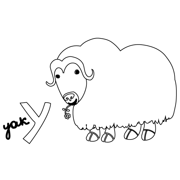 Y for yak coloring page â