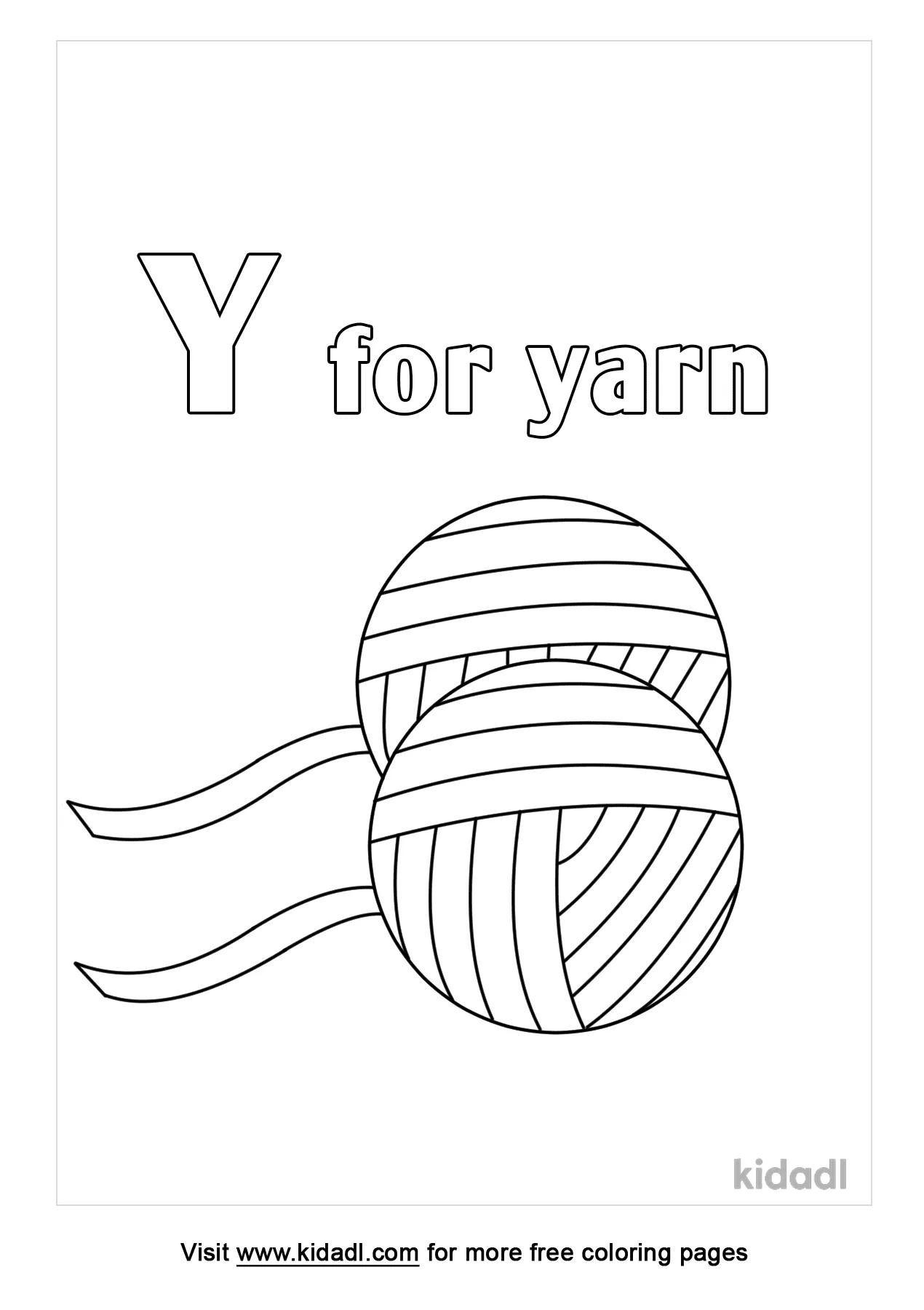 Free y is for yarn coloring page coloring page printables