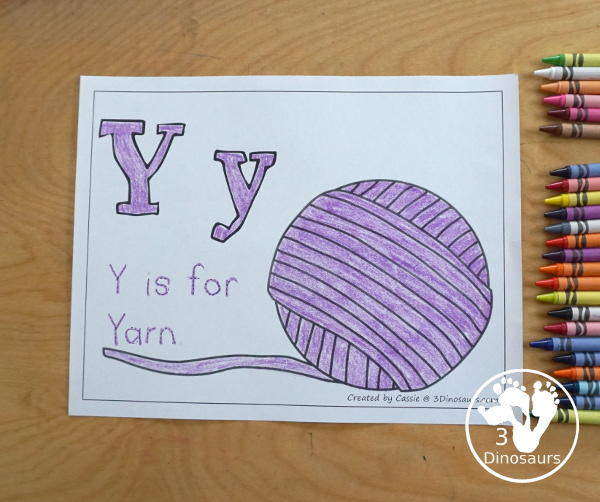 Free romping roaring y pack letter y is for yarn dinosaurs