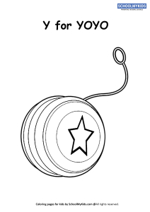 Y for yoyo coloring page worksheet for preschoolkindergarten grade