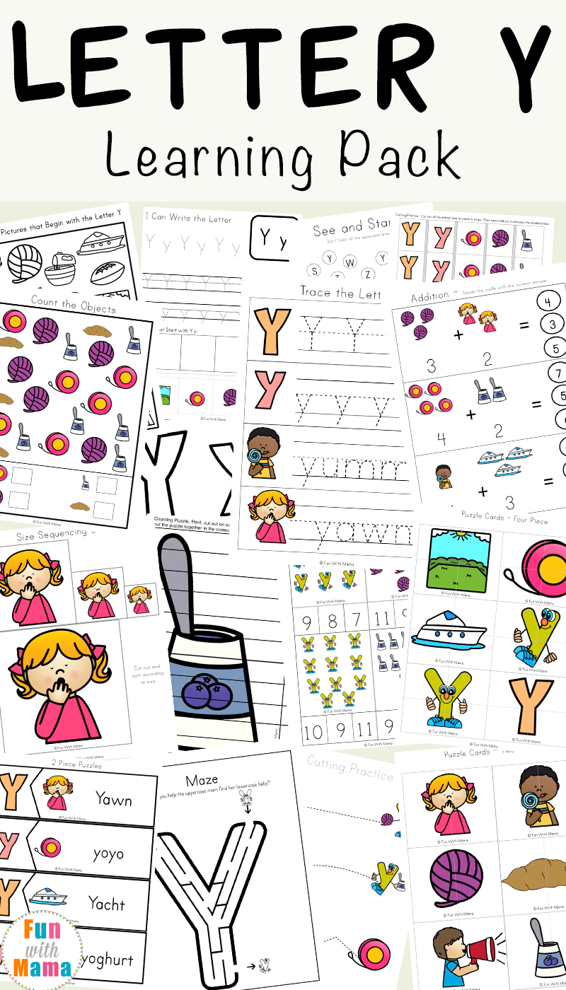 Letter y worksheets for preschool kindergarten