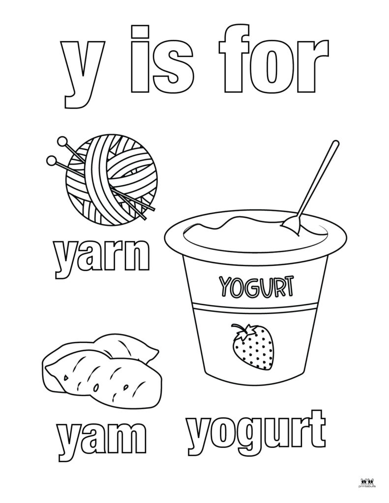 Letter y coloring pages