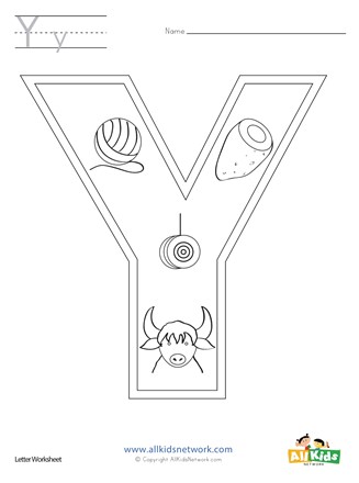 Letter y coloring page all kids network