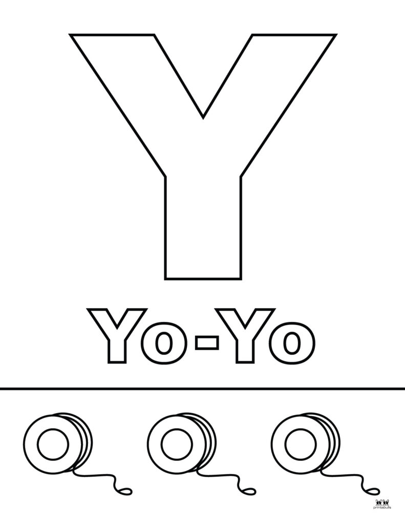 Letter y coloring pages
