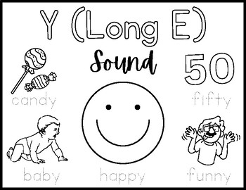 Phonics coloring pagesheet vowel y sound long e by a coffee for the teacher