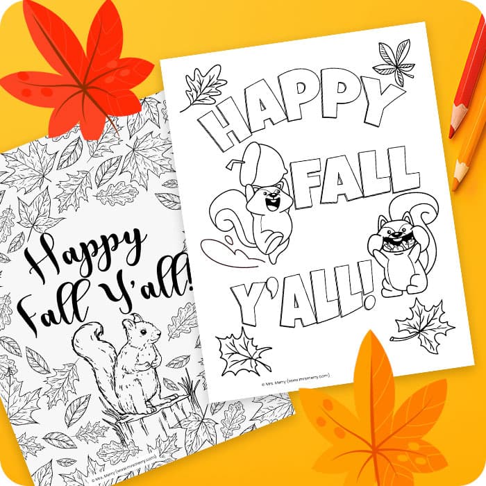 Happy fall yall coloring page free printable mrs merry